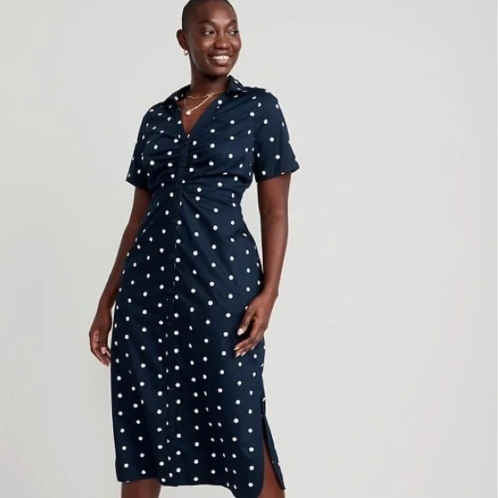 Old Navy Dark Blue Dress with White Dots